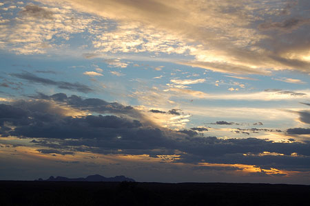 The Olgas at sunset.