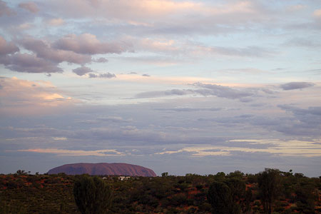 Uluru at sunset.