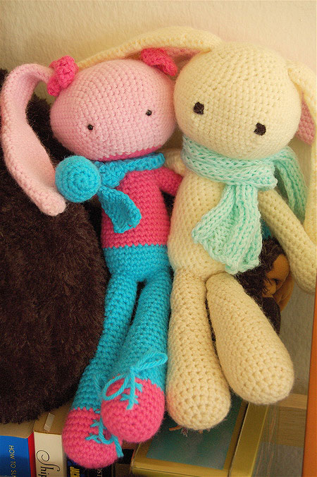 two rabbit dolls in full